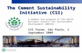 The Cement Sustainability Initiative (CSI) A member-led program of the World Business Council for Sustainable Development (WBCSD) CSI Forum, São Paulo,