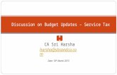 Discussion on Budget Updates – Service Tax CA Sri Harsha harsha@sbsandco.com Date: 18 th March 2015 by.