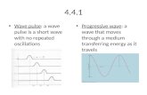 4.4.1 Wave pulse: a wave pulse is a short wave with no repeated oscillations Progressive wave: a wave that moves through a medium transferring energy as.