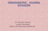 TRANSUDATIVE PLEURAL EFFUSION Dr.Naresh Kumar Junior Resident Dept. of Pulmonary Medicine.