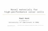 Novel materials for high-performance solar cells Paul Kent University of Cincinnati & ORNL prc.kent@physics.org.