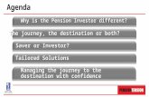 Agenda Why is the Pension Investor different? The journey, the destination or both? Saver or Investor? Tailored Solutions Managing the journey to the destination.