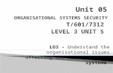 ORGANISATIONAL SYSTEMS SECURITY T/601/7312 LEVEL 3 UNIT 5 LO3 - Understand the organisational issues affecting the security of IT systems.