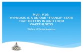 Myth #10: HYPNOSIS IS A UNIQUE "TRANCE" STATE THAT DIFFERS IN KIND FROM WAKEFULNESS States of Consciousness.