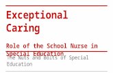 Exceptional Caring Role of the School Nurse in Special Education The Nuts and Bolts of Special Education.