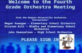 Welcome to the Fourth Grade Orchestra Meeting from the Mequon-Thiensville Orchestra Instructors: Megan Aswegan - Elementary School Orchestra Kirsten Ertl.