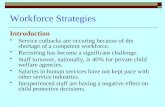 Workforce Strategies Introduction  Service cutbacks are occuring because of the shortage of a competent workforce.  Recruiting has become a significant.