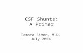 CSF Shunts: A Primer Tamara Simon, M.D. July 2004.
