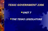 TEXAS GOVERNMENT 2306  UNIT 7  THE TEXAS LEGISLATURE.