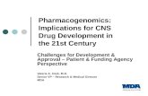 Pharmacogenomics: Implications for CNS Drug Development in the 21st Century Challenges for Development & Approval – Patient & Funding Agency Perspective.