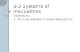 3-3 Systems of Inequalities Objectives: 1. To solve systems of linear inequalities.