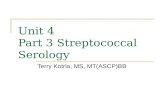 Unit 4 Part 3 Streptococcal Serology Terry Kotrla, MS, MT(ASCP)BB.