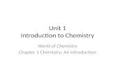 Unit 1 Introduction to Chemistry World of Chemistry Chapter 1 Chemistry: An Introduction.