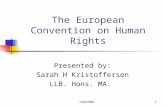 ©SHK20011 The European Convention on Human Rights Presented by: Sarah H Kristoffersen LLB. Hons. MA.