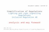 Simplification of Regulations Lighting and Light Signalling Regulations inclusive Regulation 48 analysis and way forward GRE IWG SLR Informal Working Group.