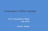 Chancellor’s Office Update CCC Chancellor’s Office July 2015 Susan Yeager.