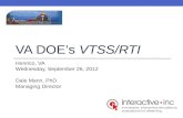 VA DOE’s VTSS/RTI Henrico, VA Wednesday, September 26, 2012 Dale Mann, PhD Managing Director.