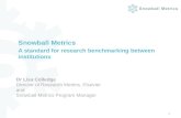 Snowball Metrics A standard for research benchmarking between institutions 1 Dr Lisa Colledge Director of Research Metrics, Elsevier and Snowball Metrics.
