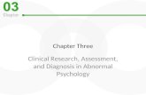 Chapter Three Clinical Research, Assessment, and Diagnosis in Abnormal Psychology.
