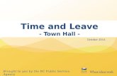 Brought to you by the BC Public Service Agency October 2014 Time and Leave - Town Hall -
