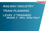 RAILWAY INDUSTRY TRAIN PLANNING LEVEL 2 TRAINING Module 2 - Who, What Why?
