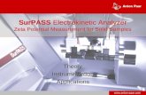 Theory Instrumentation Applications Theory Instrumentation Applications SurPASS Electrokinetic Analyzer Zeta Potential Measurement for Solid Samples.