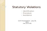 Statutory Violations Identification Procedure Avoidance CCIT Presentation – July 20, 2011 (rev 3/17/14)