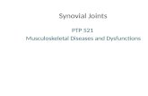 Synovial Joints PTP 521 Musculoskeletal Diseases and Dysfunctions