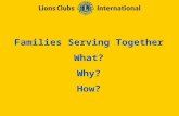 Families Serving Together What? Why? How?. LIONS CLUBS INTERNATIONALFAMILY MEMBERS IN LIONS 2 What? What is a Family? As defined by the Vanier Institute,