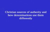 Christian sources of authority and how denominations use them differently.