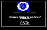 Concepts Related to the Care of Individuals PAIN Concepts of Nursing NUR 123.