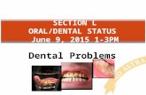 Dental Problems SECTION L ORAL/DENTAL STATUS June 9, 2015 1-3PM.