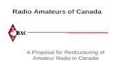Radio Amateurs of Canada A Proposal for Restructuring of Amateur Radio in Canada.