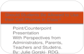 Point/Counterpoint Presentation With Perspectives from Administrators, Parents, Teachers and Studetns. By: Julie Gorski- RDG. 5410 Should Students Be Allowed.
