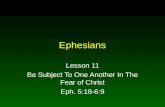 Ephesians Lesson 11 Be Subject To One Another In The Fear of Christ Eph. 5:18-6:9.
