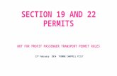SECTION 19 AND 22 PERMITS NOT FOR PROFIT PASSENGER TRANSPORT PERMIT RULES 13 TH February 2014 YVONNE CHAPPELL FCILT.