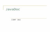 JavaDoc COMP 302. JavaDoc javadoc: The program to generate java code documentation. Input: Java source files (.java)  Individual source files  Root.