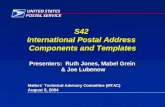 S42 International Postal Address Components and Templates Mailers´ Technical Advisory Committee (MTAC) August 5, 2004 Presenters: Ruth Jones, Mabel Grein.
