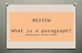 REVIEW What is a paragraph? Necessary to write a letter.