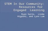 Ryan Saito, Linda Higashi, and Lynn Lum. ⊲ To develop an awareness of resources available in our community on Oahu that teachers could infuse into their.