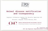 1 Animal disease notification and transparency Regional Information Seminar for Recently Appointed OIE Delegates Brussels, Belgium, 18-20 February 2014.
