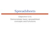 Spreadsheets Objective 6.01 Demonstrate basic spreadsheet concepts and functions.