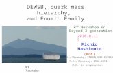 DEWSB, quark mass hierarchy, and Fourth Family Michio Hashimoto (KEK) 2010.01.15 Mt. Tsukuba M.H., Miransky, 0912.4453. M.H., Miransky, PRD80(2009)013004.