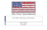 The First Amendment By: Subhi, Brittany, and Deanna EDU 2022 Dr. Fero.