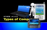 ICT IGCSE ch 1 & 11.  identify different types of computer including:  Personal Computer or desktop  Mainframe  Laptop  Palmtop  Personal Digital.