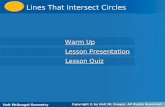 Holt McDougal Geometry Lines That Intersect Circles Holt Geometry Warm Up Warm Up Lesson Presentation Lesson Presentation Lesson Quiz Lesson Quiz Holt.