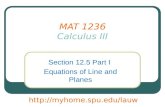 MAT 1236 Calculus III Section 12.5 Part I Equations of Line and Planes .