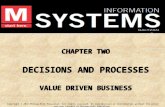 CHAPTER TWO DECISIONS AND PROCESSES VALUE DRIVEN BUSINESS CHAPTER TWO DECISIONS AND PROCESSES VALUE DRIVEN BUSINESS Copyright © 2015 McGraw-Hill Education.