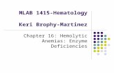MLAB 1415-Hematology Keri Brophy-Martinez Chapter 16: Hemolytic Anemias: Enzyme Deficiencies.