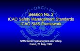 Session No. 3 ICAO Safety Management Standards ICAO SMS Framework SMS Senior Management Workshop Rome, 21 May 2007.